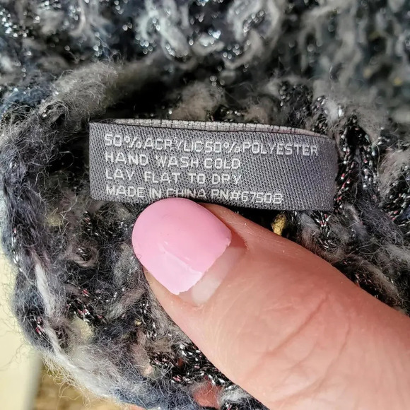 collectioneighteen Black Boho Metallic Knit Crocheted Neck Warmer Scarf Like New - Picture 5 of 15